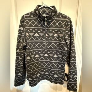 The North Face Men’s Small 1/4 Zip Fleece Pullover Gray Black Geometric Pattern